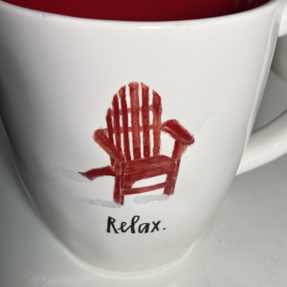 Relax Mug Rae Dunn Beach Chair Adirondack Red and Cream Set of Two - Picture 3 of 6